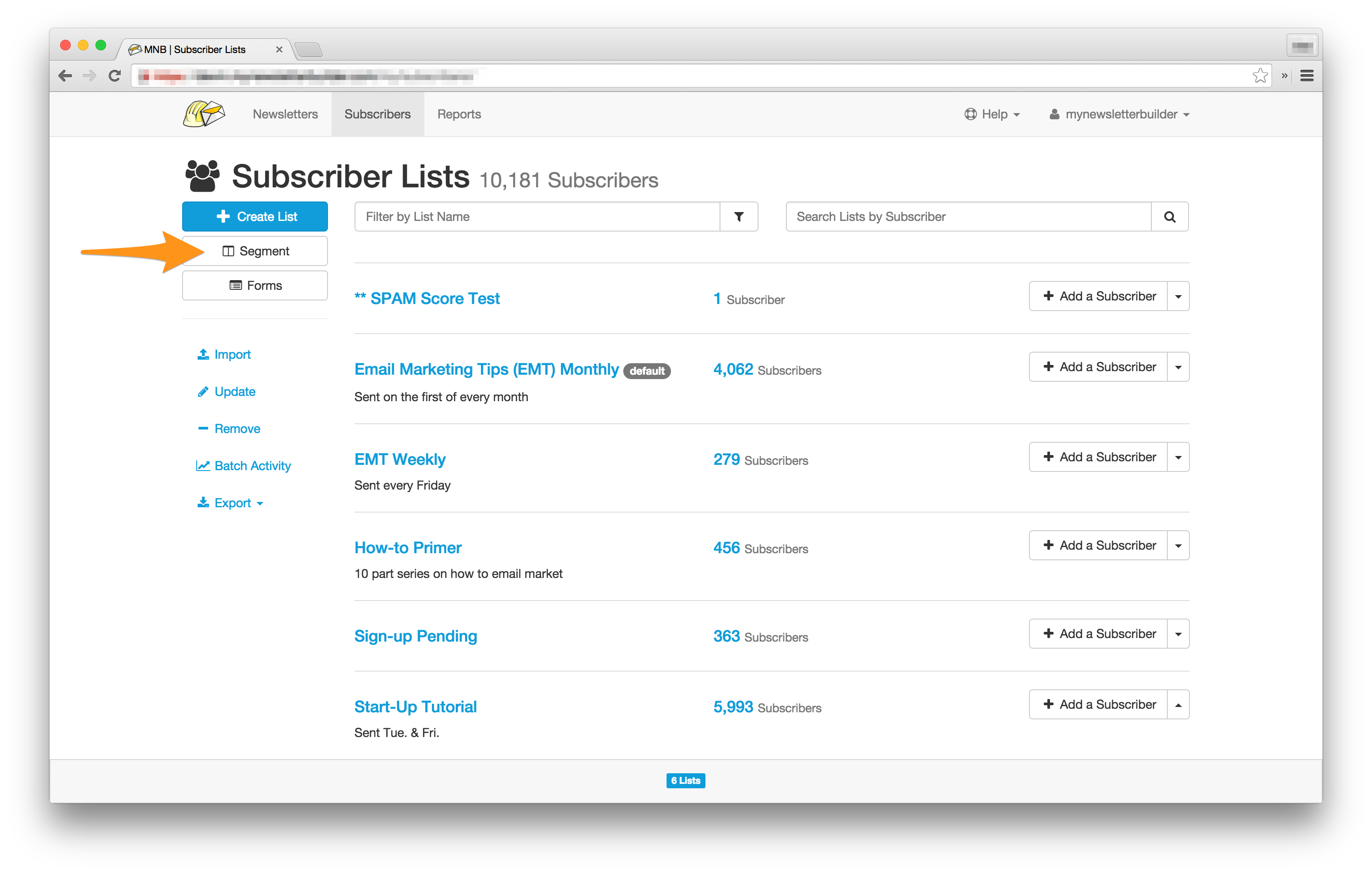 Create a new segment